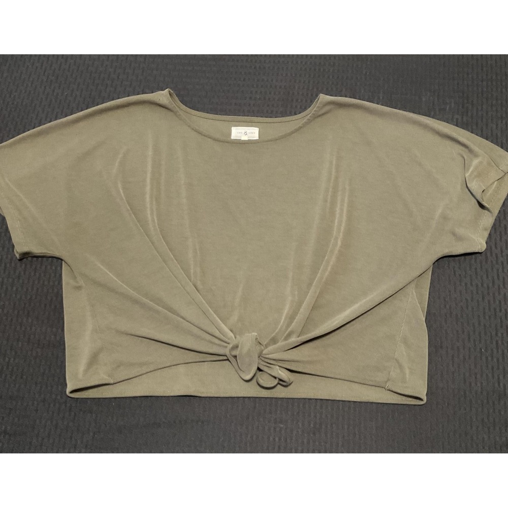 Lou & Grey Shirt‎ Womens XL Green Front Tie Knot Cropped Dolman Top Tee